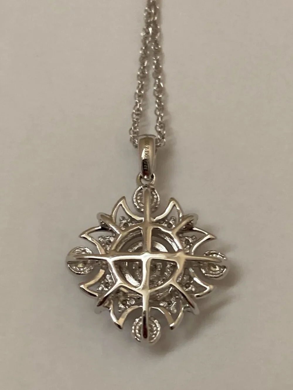 18K White Gold Diamond Pendant Bezel Set .32 Ctw 16" - Picture 6 of 9